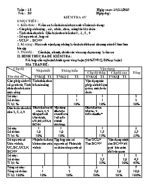 Giáo án Đại số Lớp 7 - Tiết 39 Kiểm tra 45 phút - Năm học 2019-2020 - Trường THCS Phước Bình